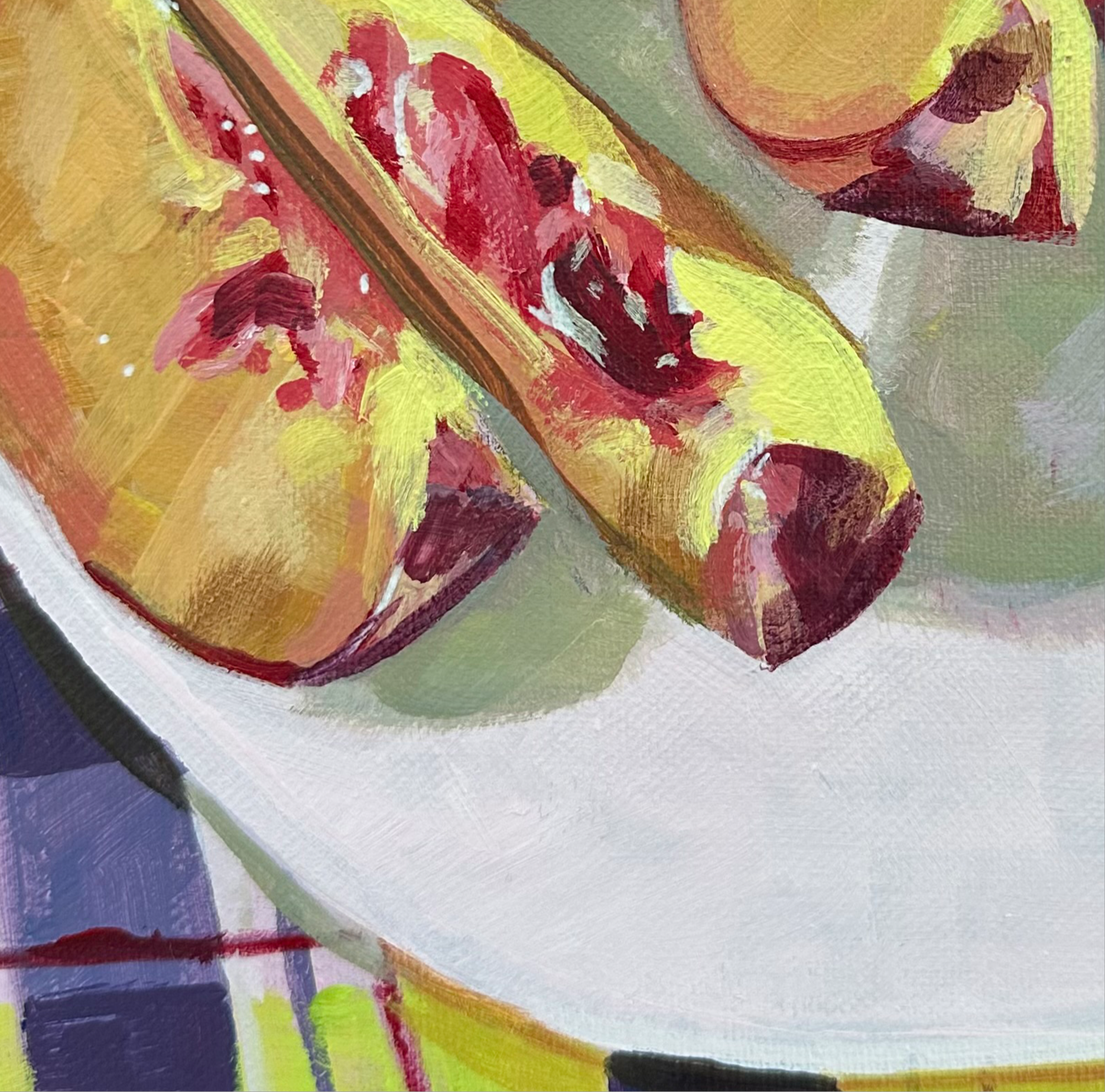 Peaches on Plaid Print