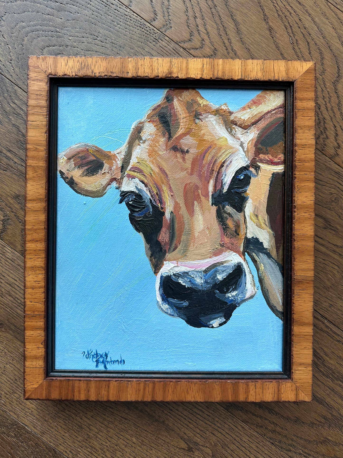 Sally Moo, framed