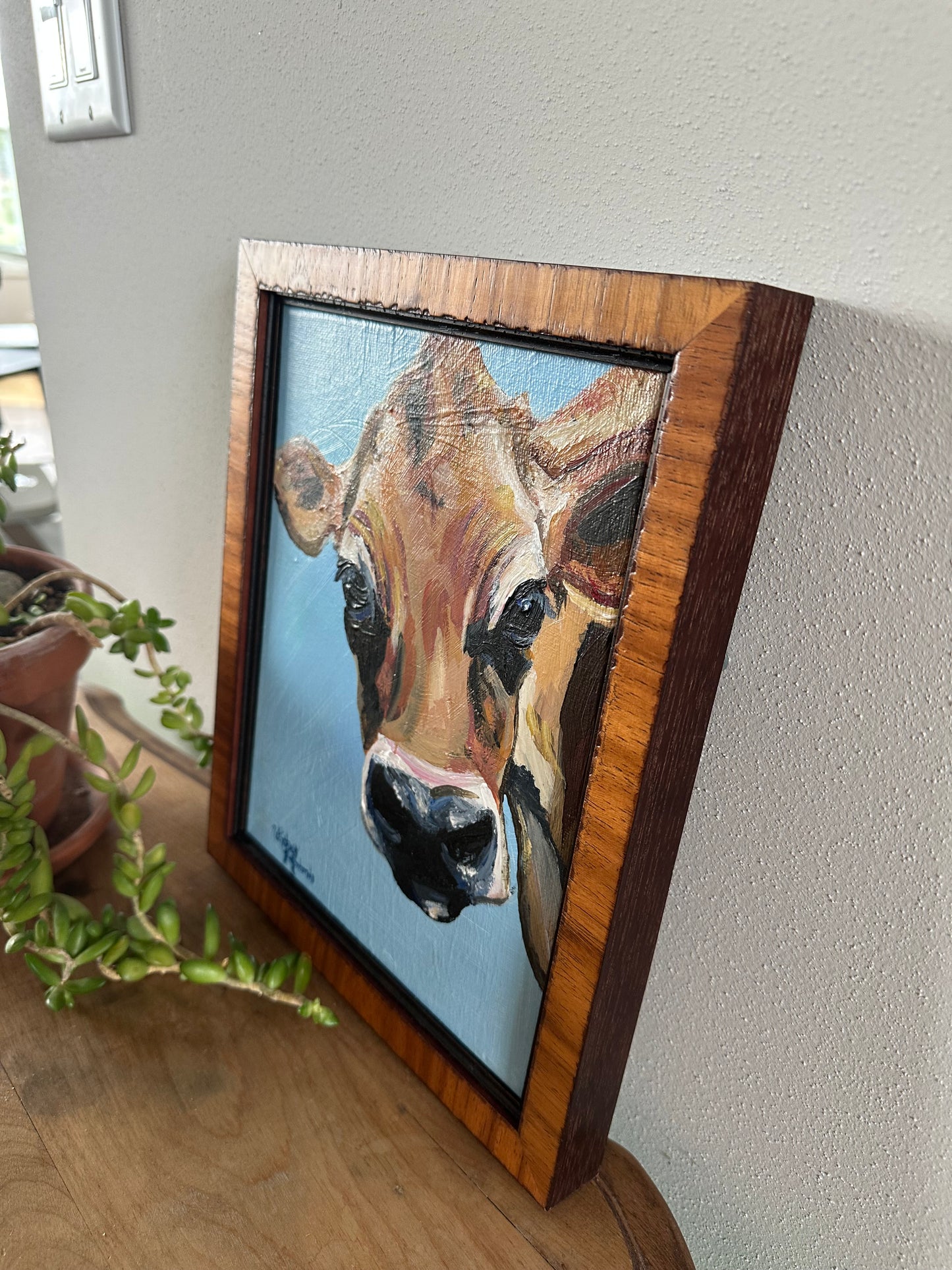 Sally Moo, framed