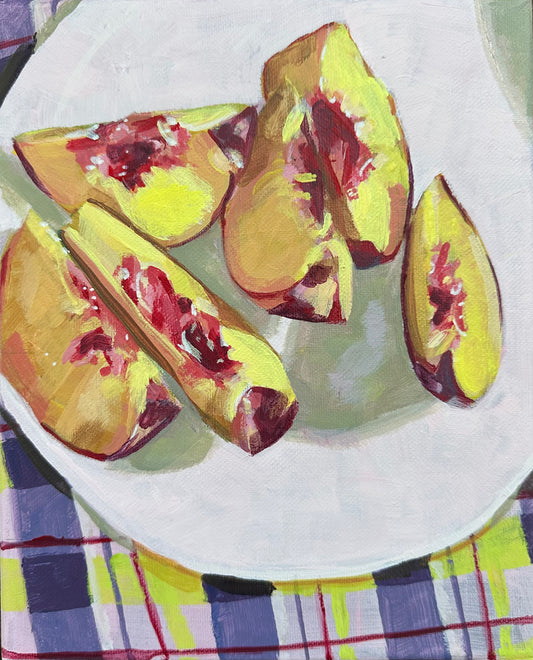Peaches on Plaid Print