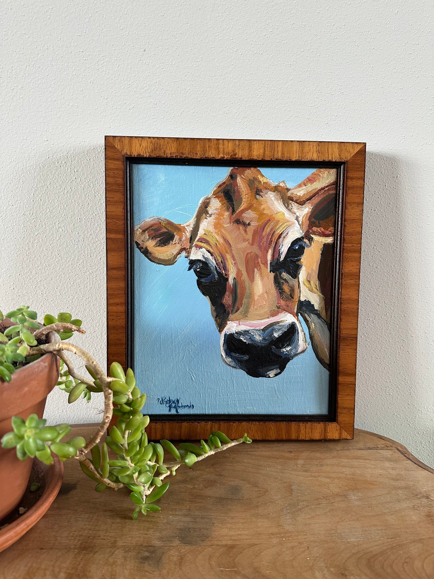Sally Moo, framed