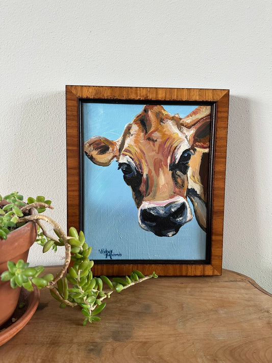 Sally Moo, framed
